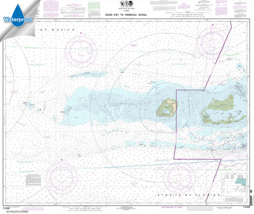 HISTORICAL WATERPROOF NOAA Chart 11439: Sand Key to Rebecca Shoal