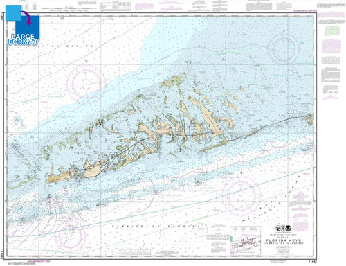 Large Format NOAA Chart 11442: Florida Keys Sombrero Key to Sand Key