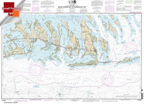 HISTORICAL SMALL FORMAT NOAA Chart 11445: Intracoastal Waterway Bahia Honda Key to Sugarloaf Key