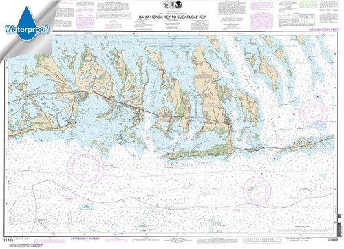 HISTORICAL WATERPROOF NOAA Chart 11445: Intracoastal Waterway Bahia Honda Key to Sugarloaf Key