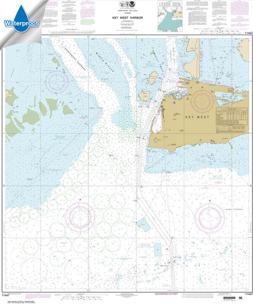Waterproof NOAA Chart 11447: Key West Harbor