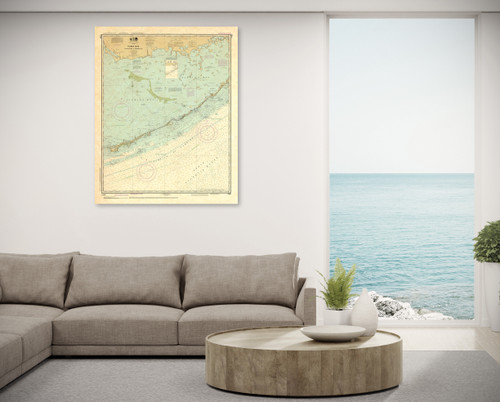 ANTIQUED NOAA Chart 11452: Intracoastal Waterway Alligator Reef to Sombrero Key