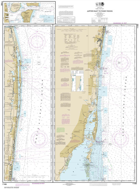 NOAA Chart 11466: Jupiter Inlet to Fowey Rocks;Lake Worth Inlet