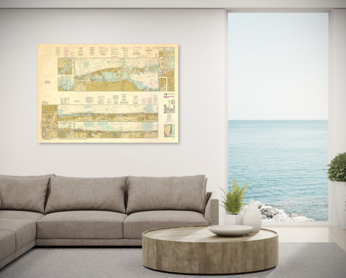 ANTIQUED NOAA Chart 11467: Intracoastal Waterway West Palm Beach to Miami