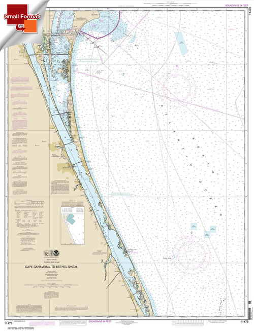 Small Format NOAA Chart 11476: Cape Canaveral to Bethel Shoal
