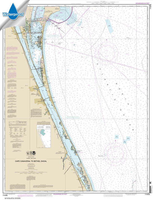 Waterproof NOAA Chart 11476: Cape Canaveral to Bethel Shoal