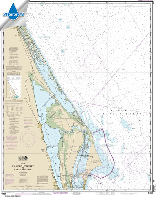 Waterproof NOAA Chart 11484: Ponce de Leon Inlet to Cape Canaveral