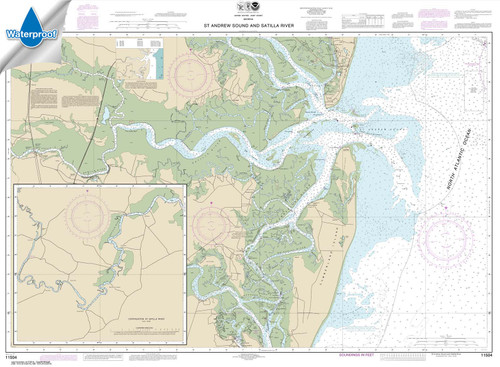 Waterproof HISTORICAL NOAA Chart 11504: St. Andrew Sound and Satilla River