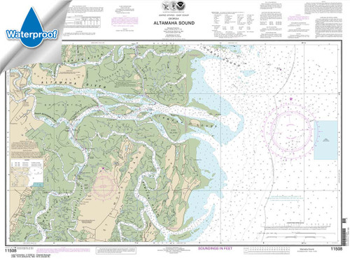 Waterproof HISTORICAL NOAA Chart 11508: Altamaha Sound