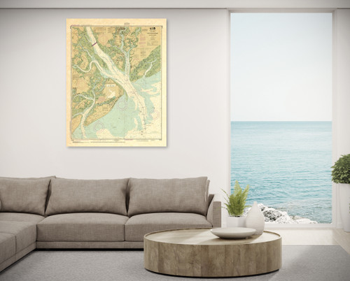 ANTIQUED NOAA Chart 11516: Port Royal Sound and Inland Passages