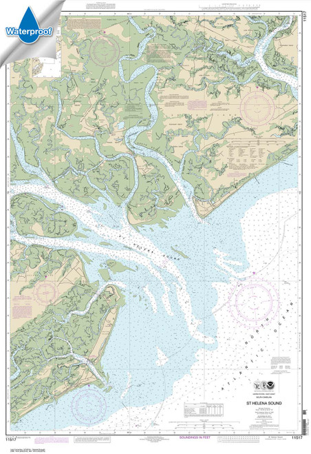 Waterproof HISTORICAL NOAA Chart 11517: St. Helena Sound