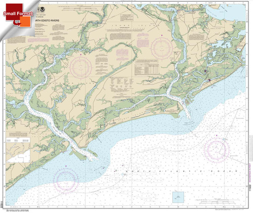 Small Format HISTORICAL NOAA Chart 11522: Stono and North Edisto Rivers