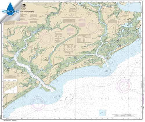 Waterproof HISTORICAL NOAA Chart 11522: Stono and North Edisto Rivers