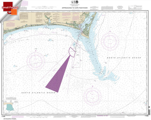 Small Format NOAA Chart 11536: Approaches to Cape Fear River