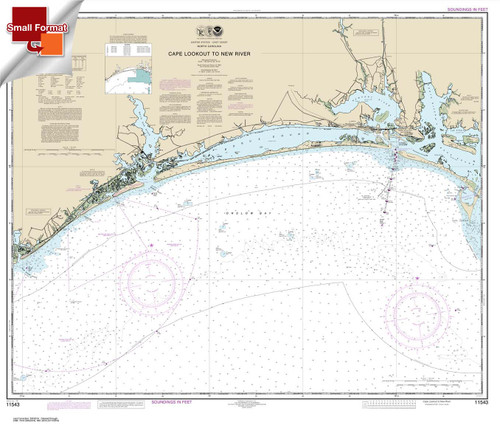 Small Format NOAA Chart 11543: Cape Lookout to New River