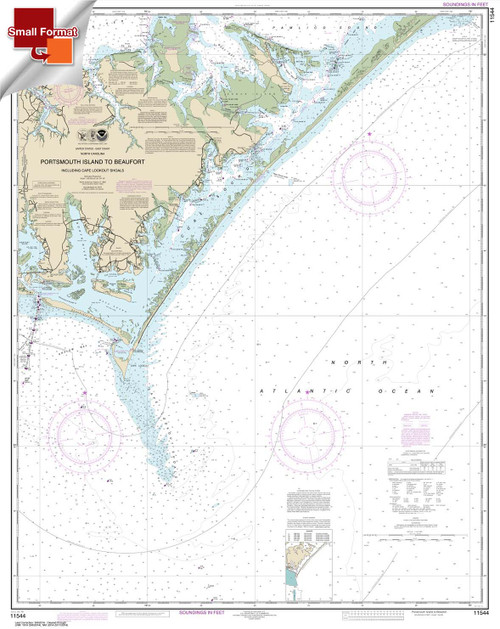 Small Format NOAA Chart 11544: Portsmouth Island to Beaufort: Including Cape Lookout Shoals
