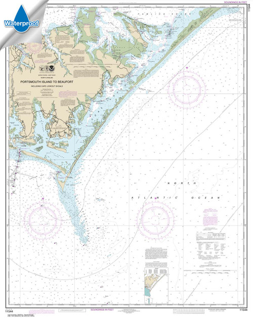 Waterproof NOAA Chart 11544: Portsmouth Island to Beaufort: Including Cape Lookout Shoals