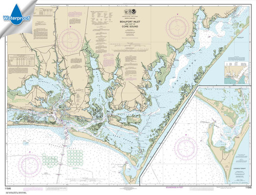 Waterproof NOAA Chart 11545: Beaufort Inlet and Part of Core Sound;Lookout Bight