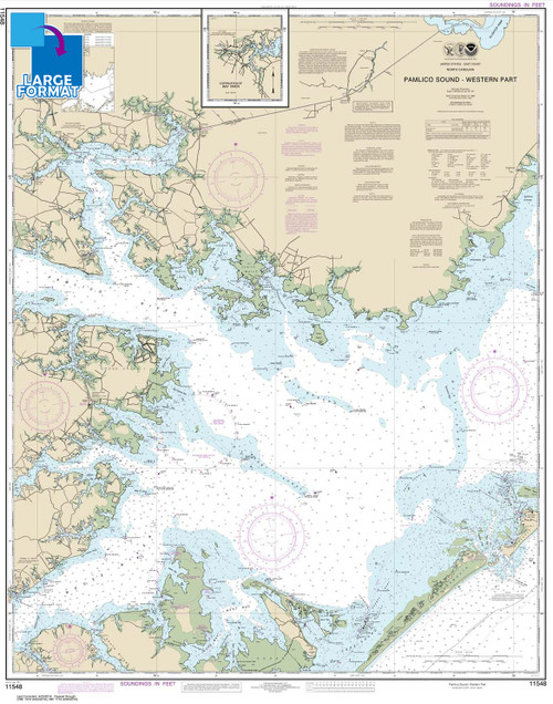 Large Format HISTORICAL NOAA Chart 11548: Pamlico Sound Western Part