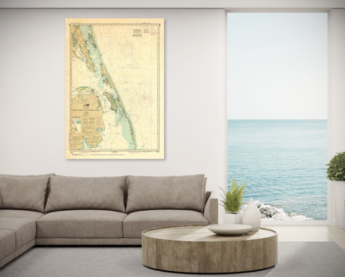 ANTIQUED HISTORICAL NOAA Chart 12204: Currituck Beach Light to Wimble Shoals