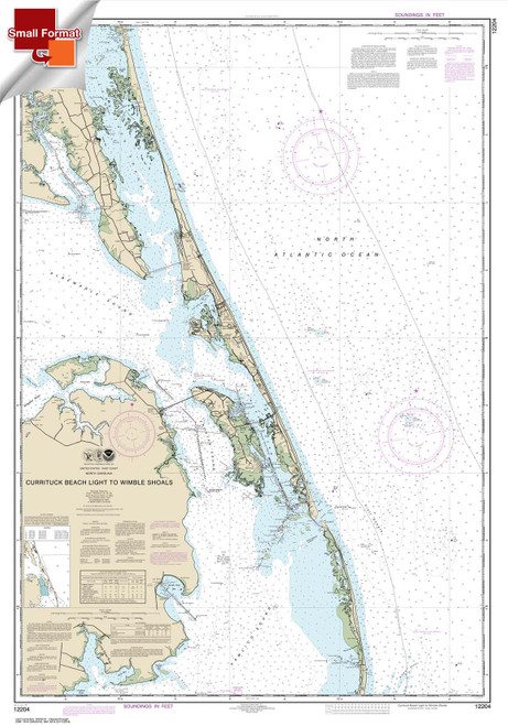 Small Format HISTORICAL NOAA Chart 12204: Currituck Beach Light to Wimble Shoals