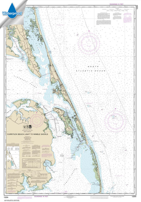 Waterproof NOAA Chart 12204: Currituck Beach Light to Wimble Shoals