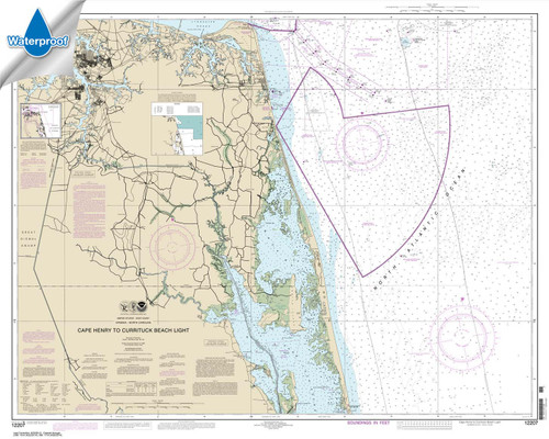 Waterproof NOAA Chart 12207: Cape Henry to Currituck Beach Light