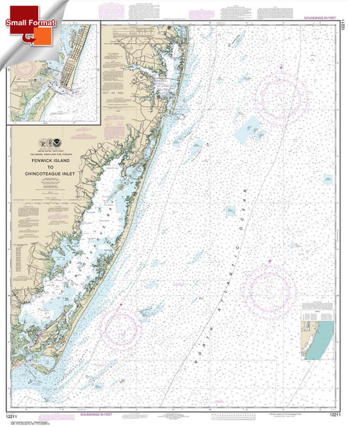 Small Format NOAA Chart 12211: Fenwick Island to Chincoteague Inlet;Ocean City Inlet