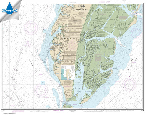 Waterproof HISTORICAL NOAA Chart 12224: Chesapeake Bay Cape Charles to Wolf Trap