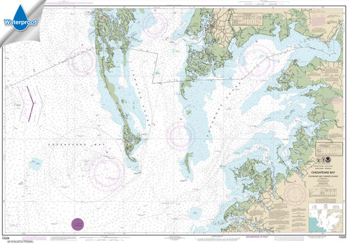 Waterproof HISTORICAL NOAA Chart 12228: Chesapeake Bay Pocomoke and Tangier Sounds