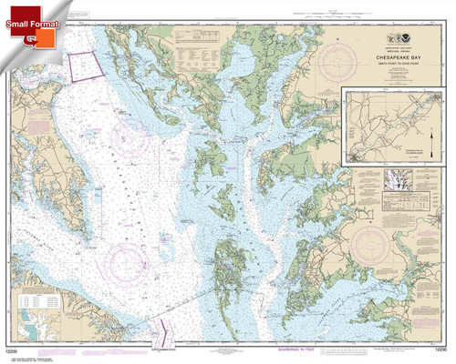 Small Format NOAA Chart 12230: Chesapeake Bay Smith Point to Cove Point