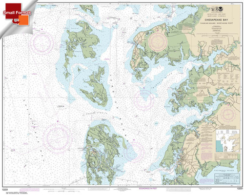 Small Format HISTORICAL NOAA Chart 12231: Chesapeake Bay Tangier Sound Northern Part