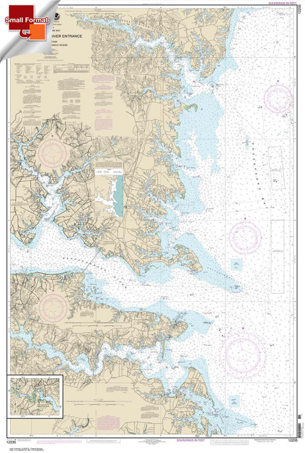 Small Format HISTORICAL NOAA Chart 12235: Chesapeake Bay Rappahannock River Entrance: Piankatank and Great Wicomico Rivers