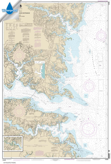 Waterproof HISTORICAL NOAA Chart 12235: Chesapeake Bay Rappahannock River Entrance: Piankatank and Great Wicomico Rivers