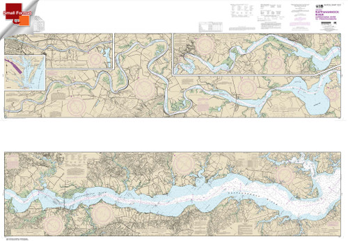 Small Format HISTORICAL NOAA Chart 12237: Rappahannock River Corrotoman River to Fredericksburg