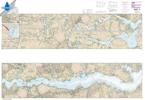 Waterproof HISTORICAL NOAA Chart 12237: Rappahannock River Corrotoman River to Fredericksburg