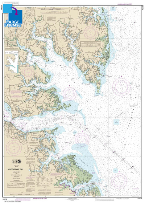 Large Format NOAA Chart 12238: Chesapeake Bay Mobjack Bay and York River Entrance