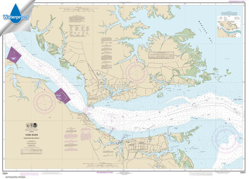 Waterproof NOAA Chart 12241: York River Yorktown and Vicinity