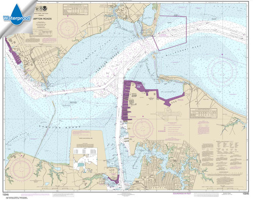 Waterproof NOAA Chart 12245: Hampton Roads