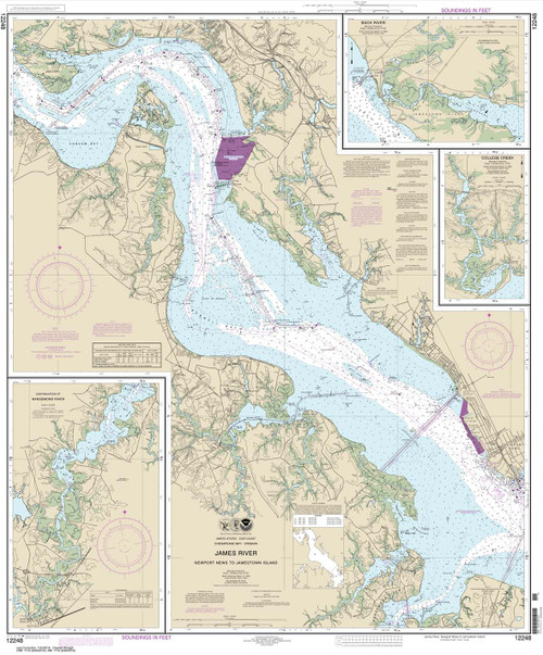 NOAA Chart 12248: James River Newport News to Jamestown Island; Back River and College Creek