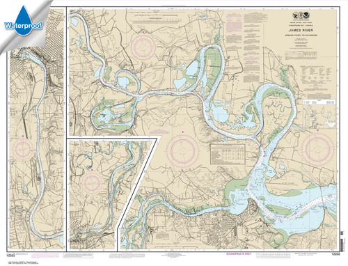 Waterproof HISTORICAL NOAA Chart 12252: James River Jordan Point to Richmond