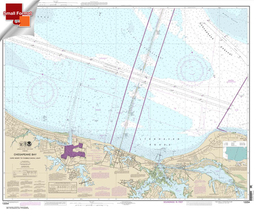 Small Format NOAA Chart 12254: Chesapeake Bay Cape Henry to Thimble Shoal Light