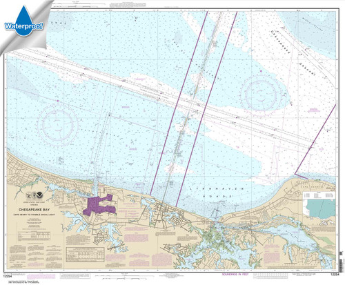 Waterproof NOAA Chart 12254: Chesapeake Bay Cape Henry to Thimble Shoal Light