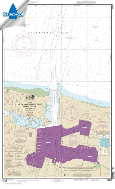 Waterproof NOAA Chart 12255: Little Creek Naval Amphibious Base