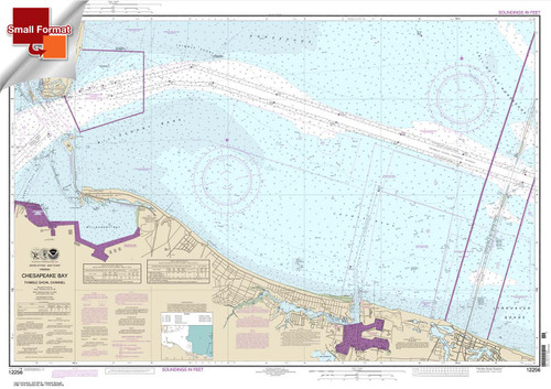 Small Format NOAA Chart 12256: Chesapeake Bay Thimble Shoal Channel