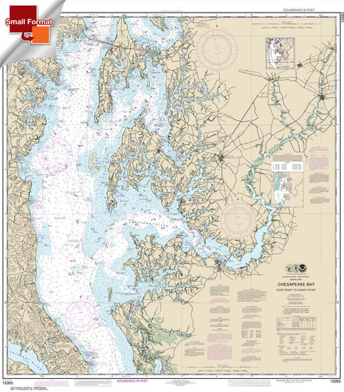 Small Format NOAA Chart 12263: Chesapeake Bay Cove Point to Sandy Point