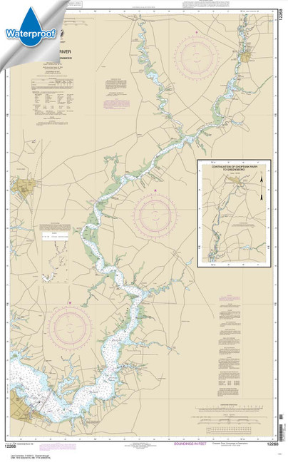 Waterproof HISTORICAL NOAA Chart 12268: Choptank River Cambridge to Greensboro