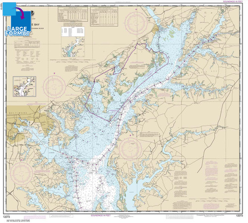 Large Format NOAA Chart 12273: Chesapeake Bay Sandy Point to Susquehanna River
