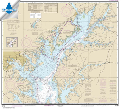 Waterproof NOAA Chart 12273: Chesapeake Bay Sandy Point to Susquehanna River