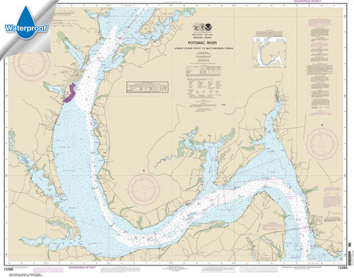 Waterproof HISTORICAL NOAA Chart 12288: Potomac River Lower Cedar Point to Mattawoman Creek